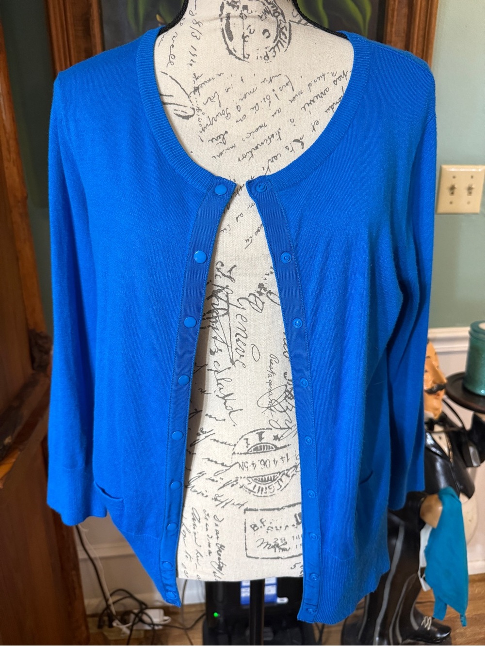 Grace Cobalt Blue Knit Top with Rounded Neckline